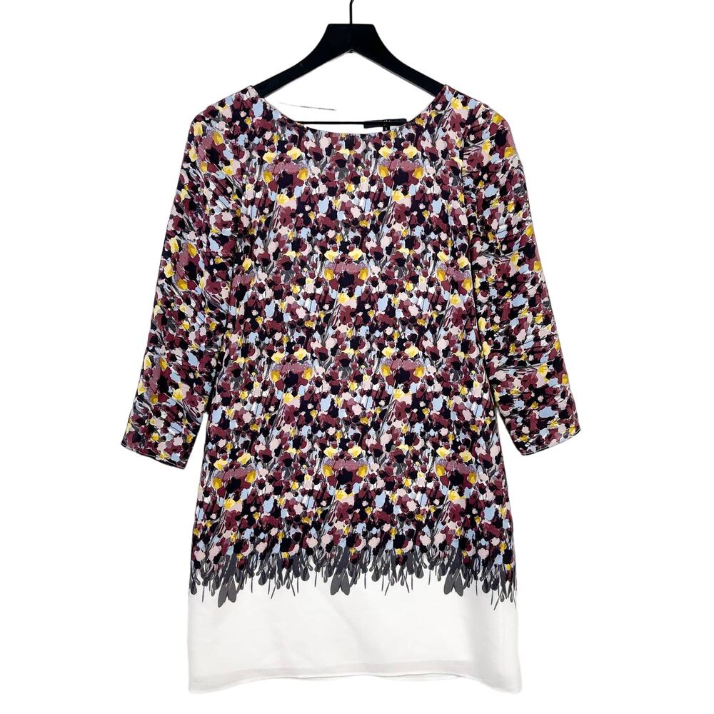 Tibi Size 2 Silk Sheath Mini Dress Multi-color 3/4 Sleeve